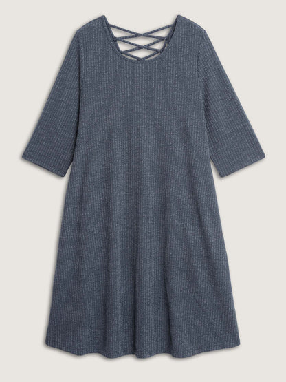 Heather Back Cut-Out Solid Midi Dress