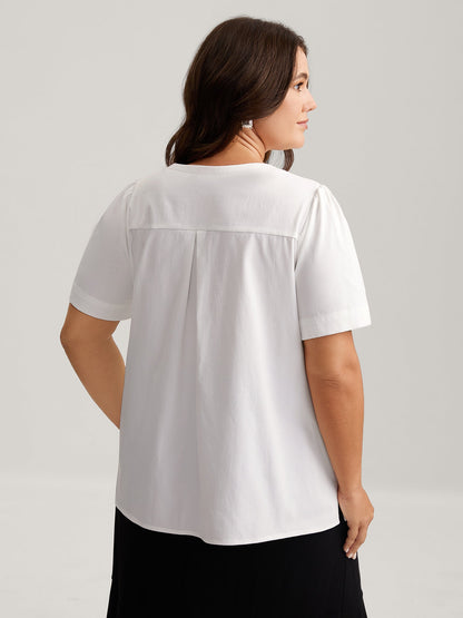 Toothpick Pleats Notched Collar Solid Blouse