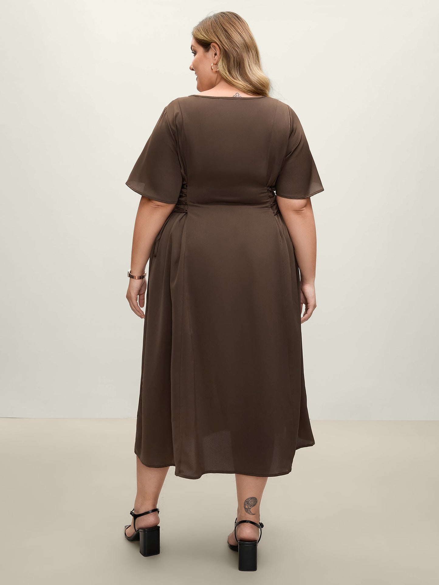 Cross-Tie Button Detail Maxi Dress