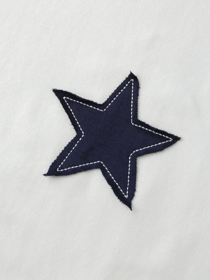 Star-Stripes Applique Stretchy Hem Sweatshirt