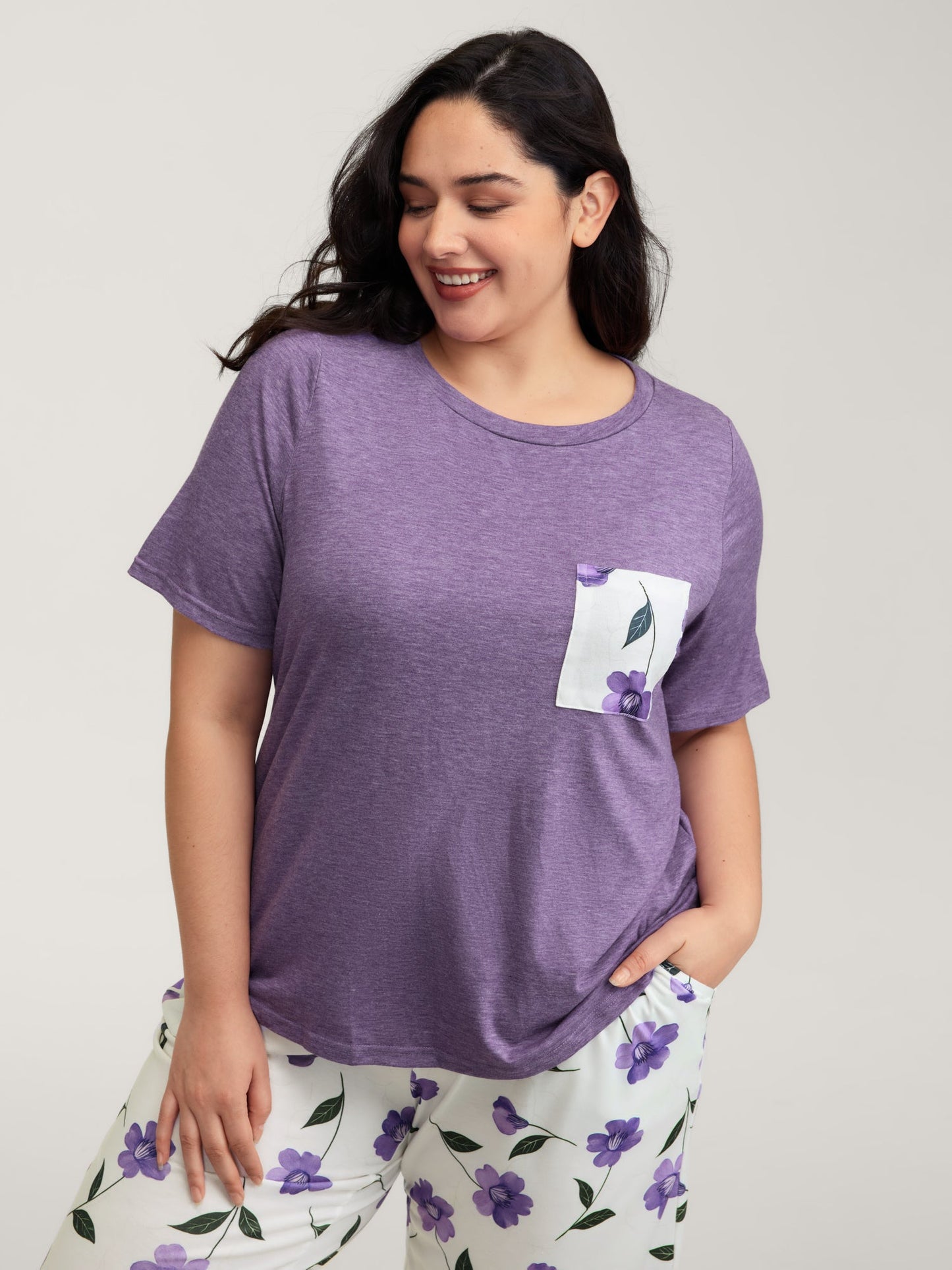 Color Contrast Pockets Loungewear Set