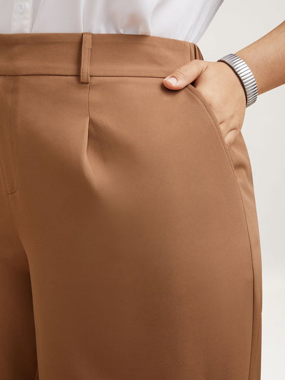 Stretchy Waist Pleated Wide-Leg Pants