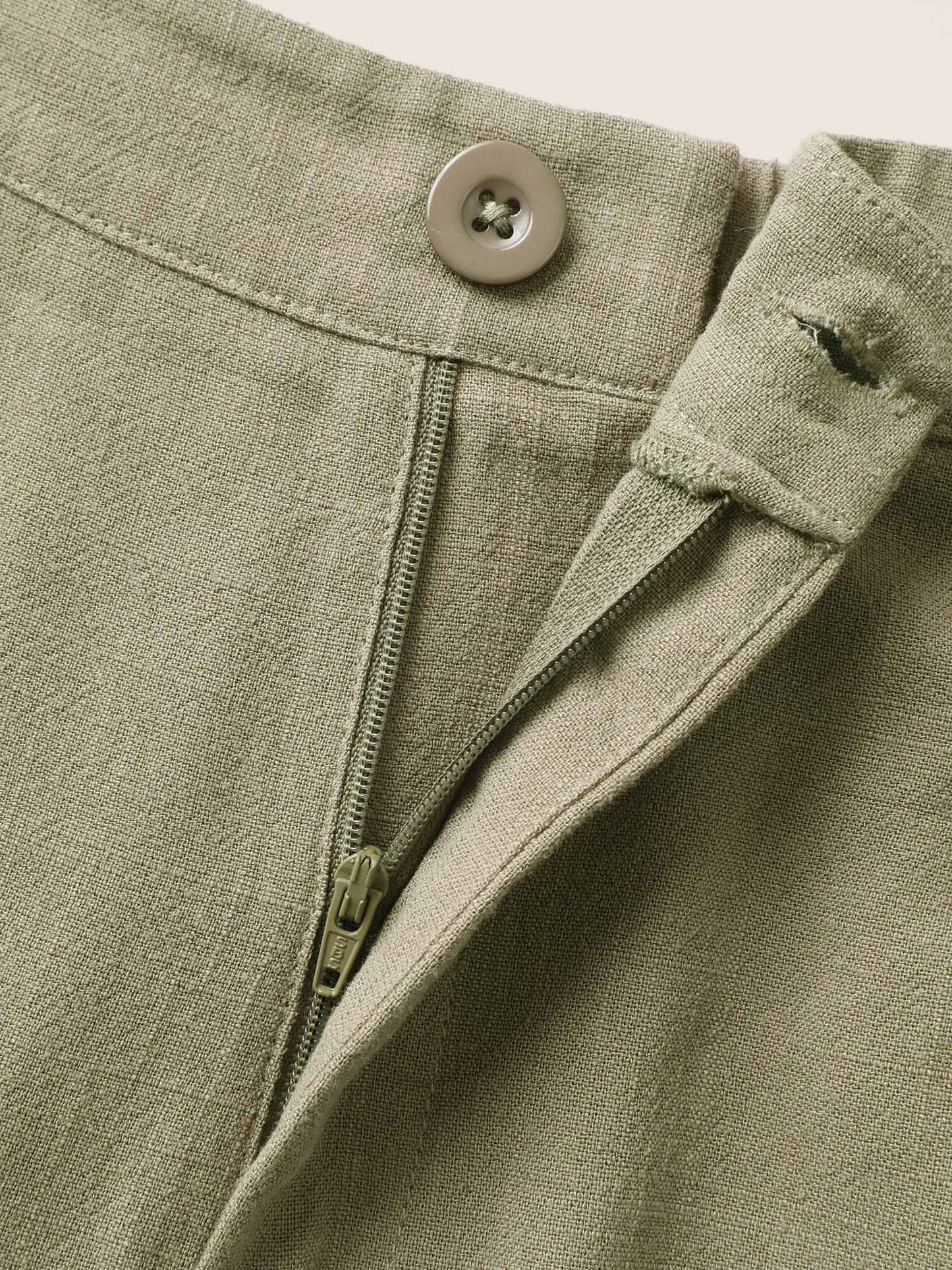 Linen Blend Mid Rise Straight Leg Pants