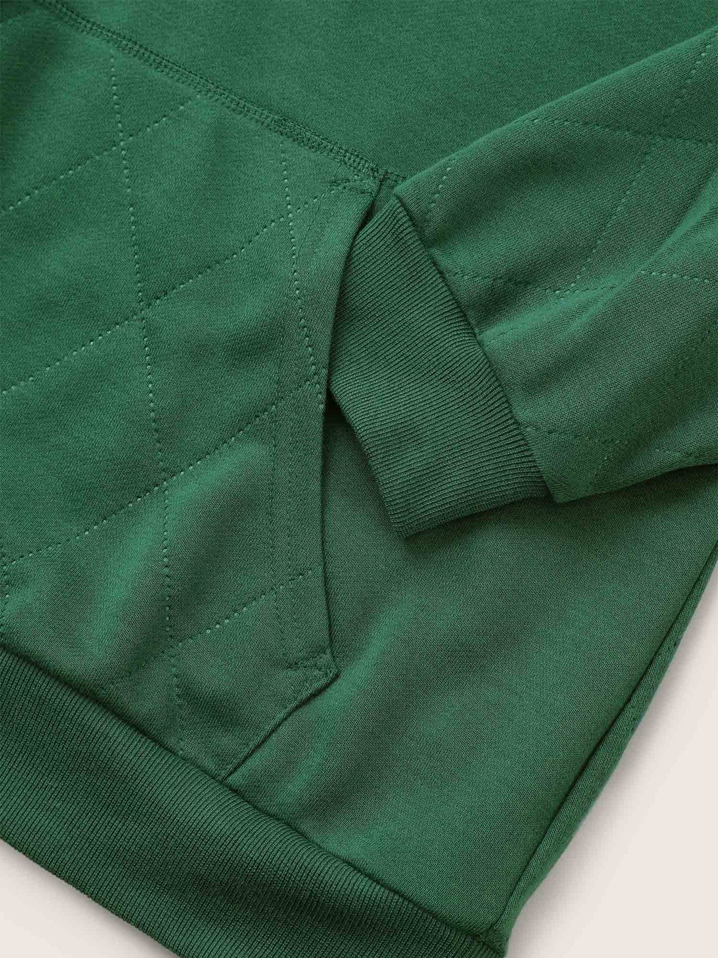 Solid Quilted Kangaroo Pocket Hooded Sweatshirt