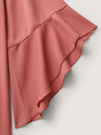 Textured Ruffled Sleeve Flowy Blouse