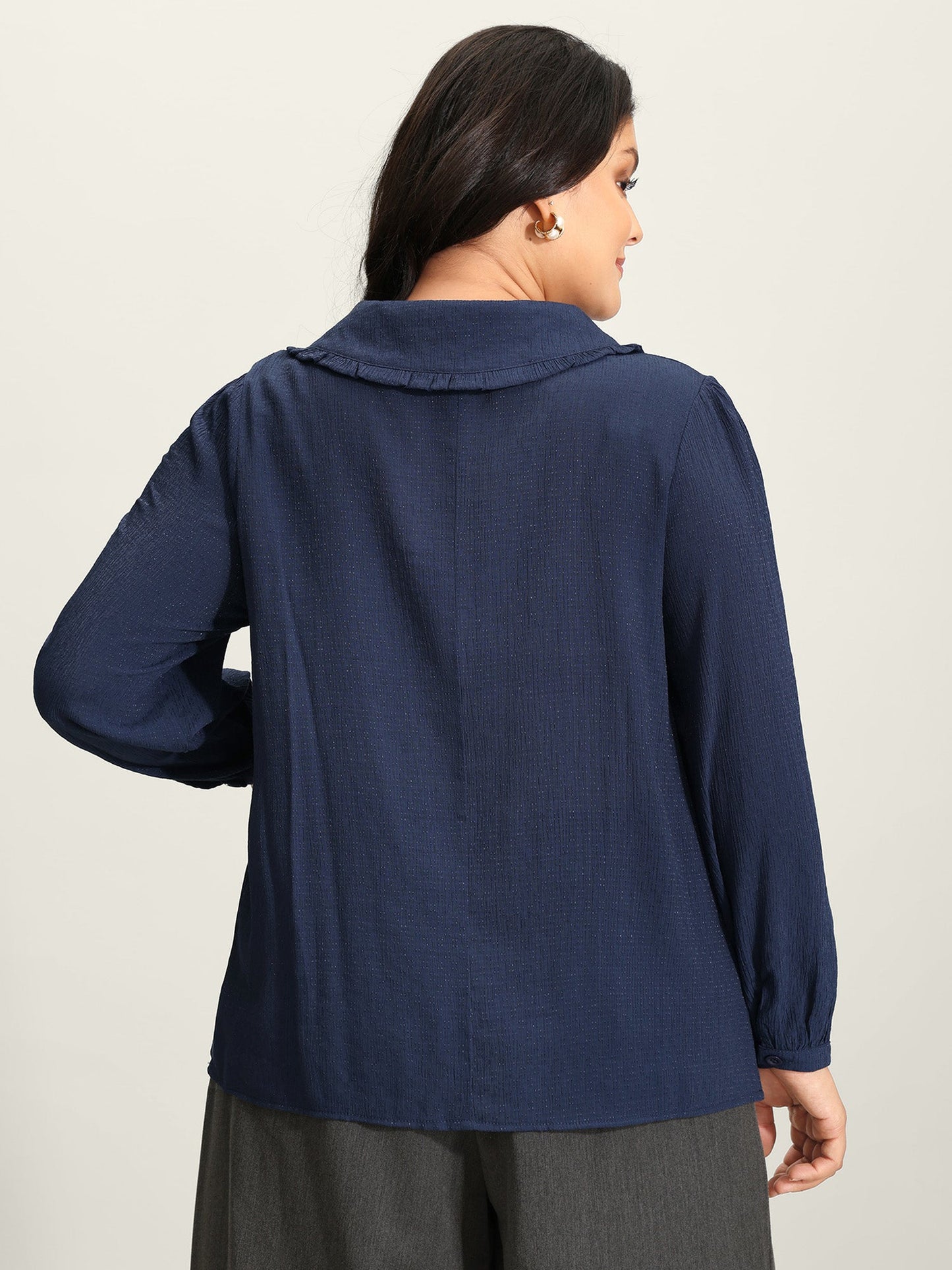 Rayon Textured Semi Sheer Placket Blouse