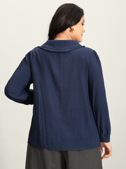 Rayon Textured Semi Sheer Placket Blouse