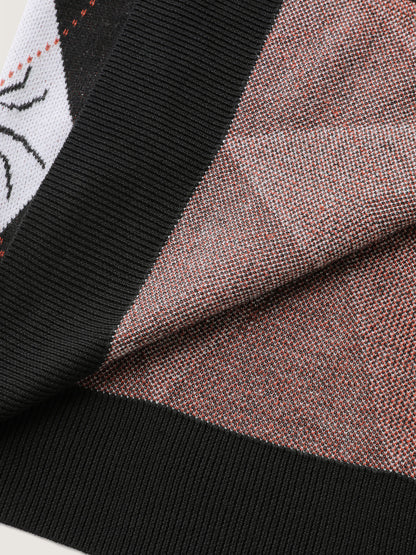 Spider Check Jacquard Pockets Knit Cardigan