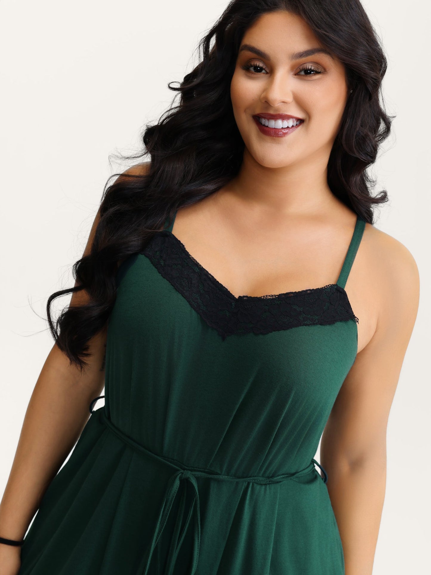 Supersoft Backless Crosstie Asymmetrical Hem Lace Jumpsuit