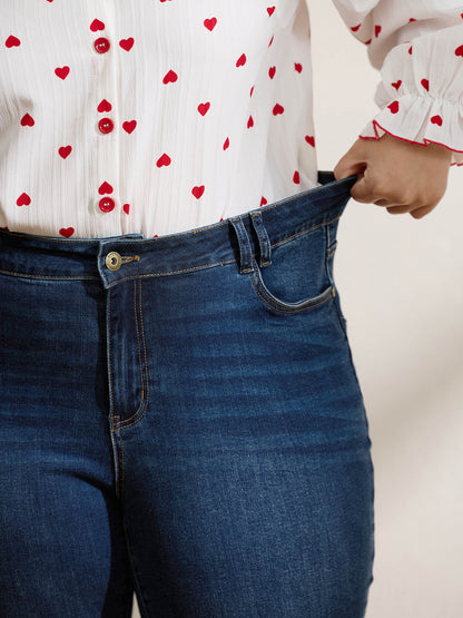Stretchy Frayed Hem Bootcut Jeans