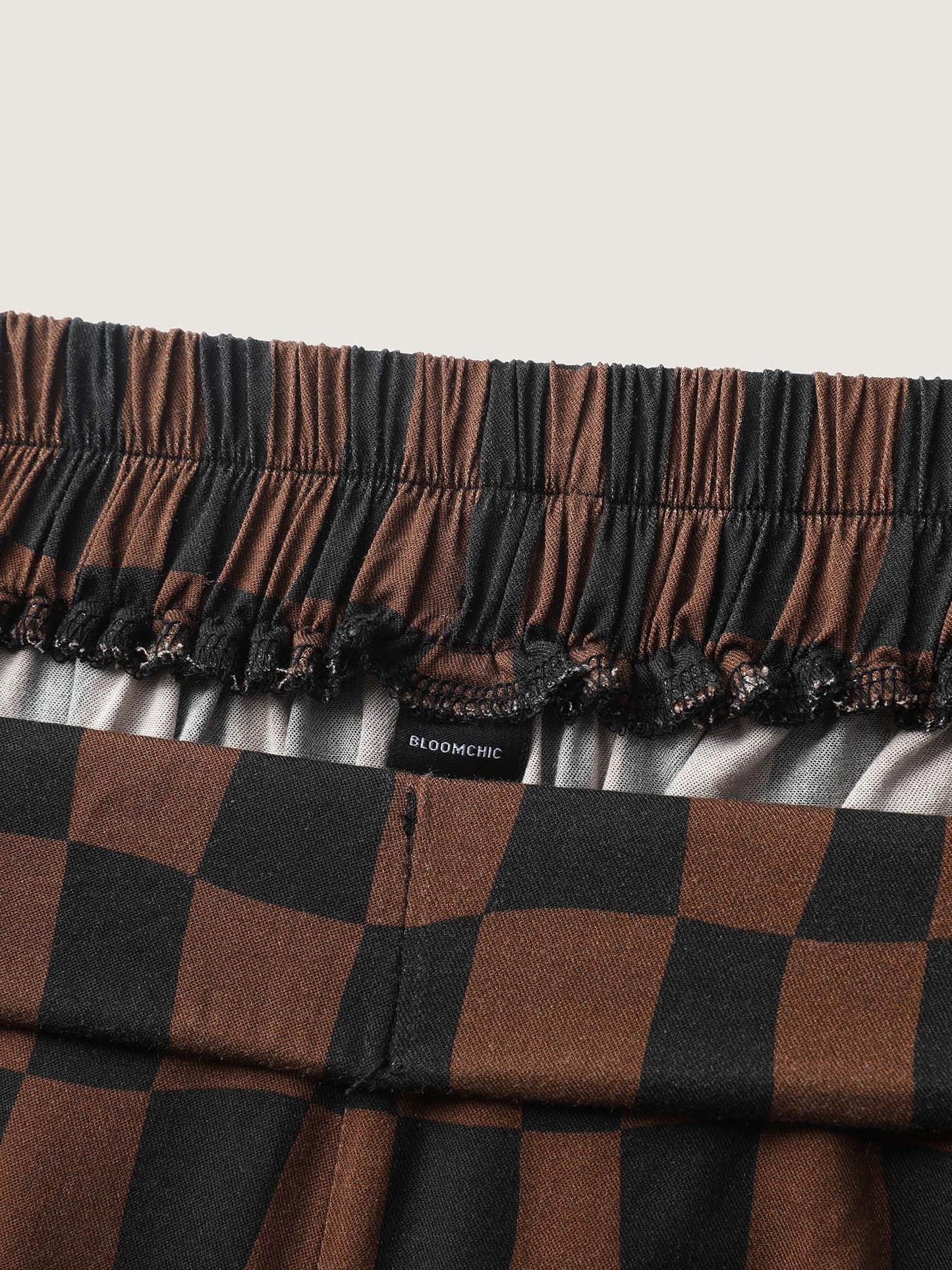 Checkered Print Wide-Leg Pants