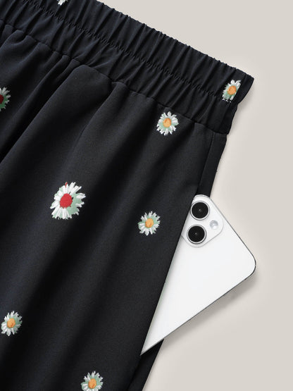 Floral Print Pleated Midi Skirt