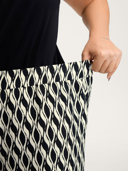 Geometric Print Stretchy Waist Wide-Leg Pants