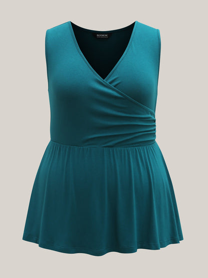 Overlap Front Stretchy Gathered Tank Top