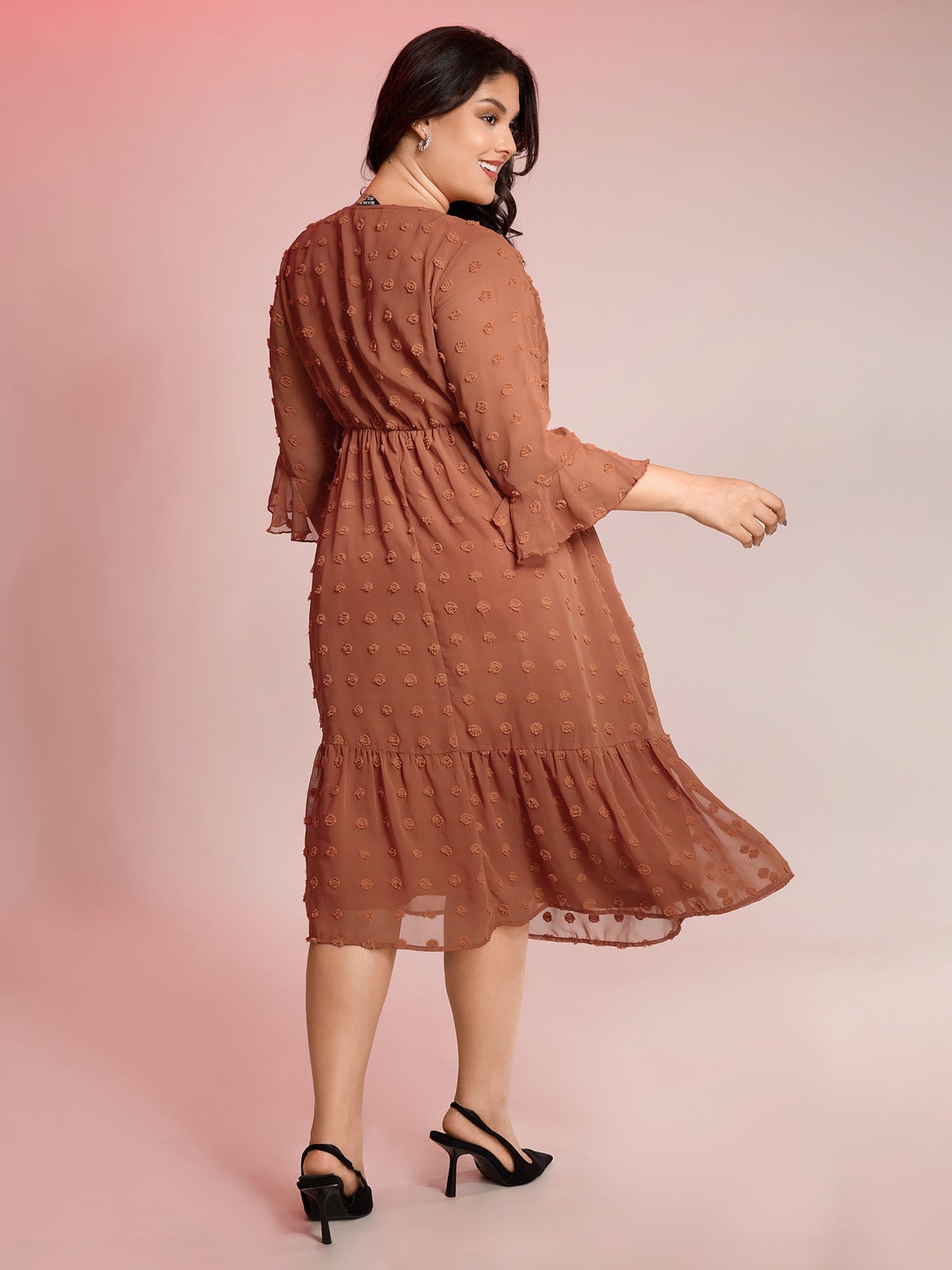 Chiffon Textured Semi Sheer Maxi Dress