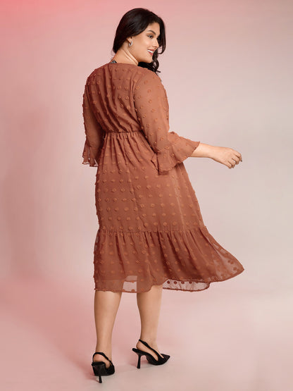 Chiffon Textured Semi Sheer Maxi Dress