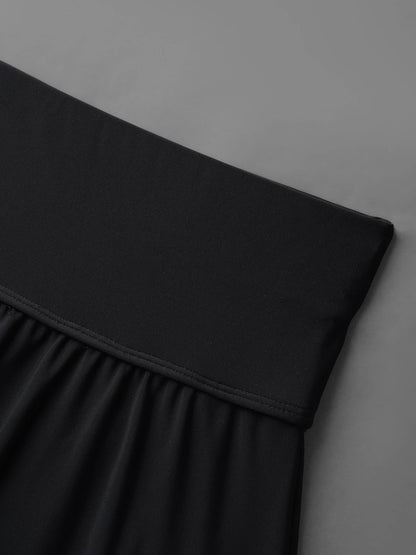 Solid Pocket Flared Swim Skirt