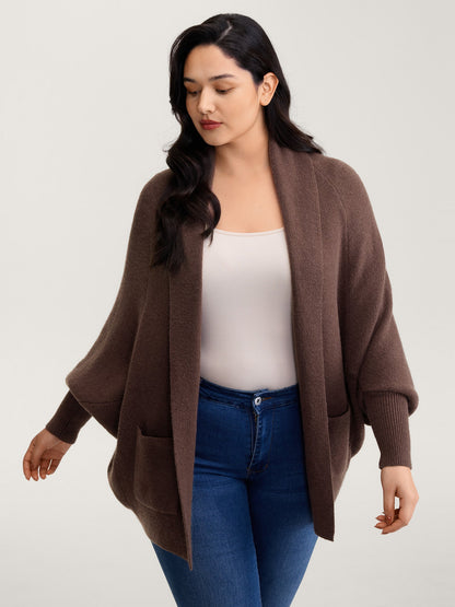Folded Collar Dolman Sleeve Knit Cardigan