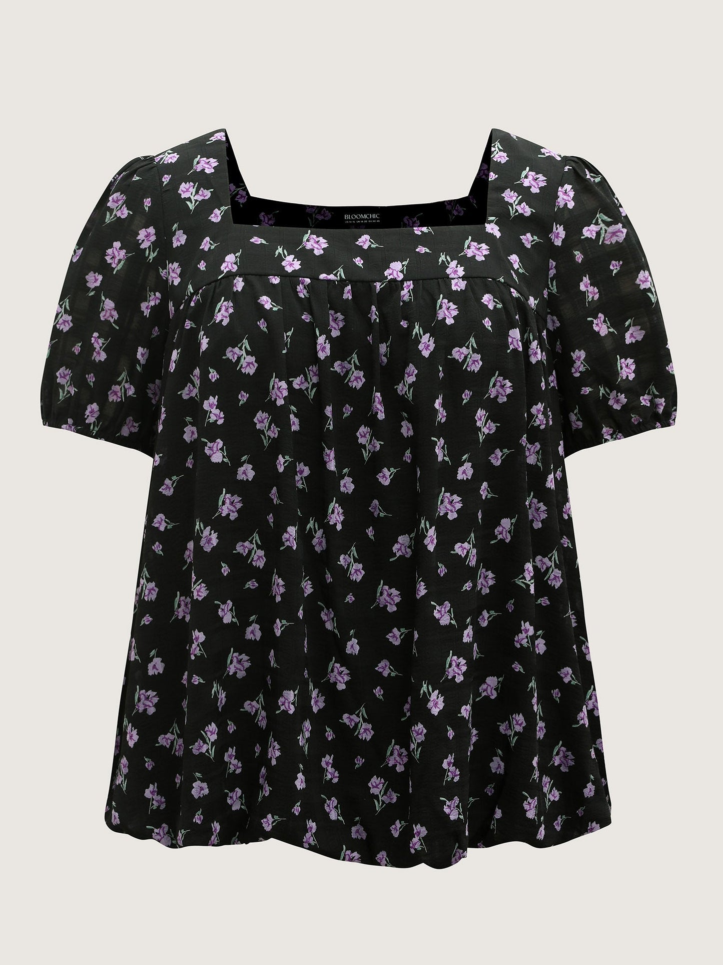 Floral Fiesta Pleated Square Neck Blouse