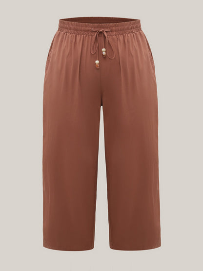 Cotton Drawstring Straight-Leg Pants