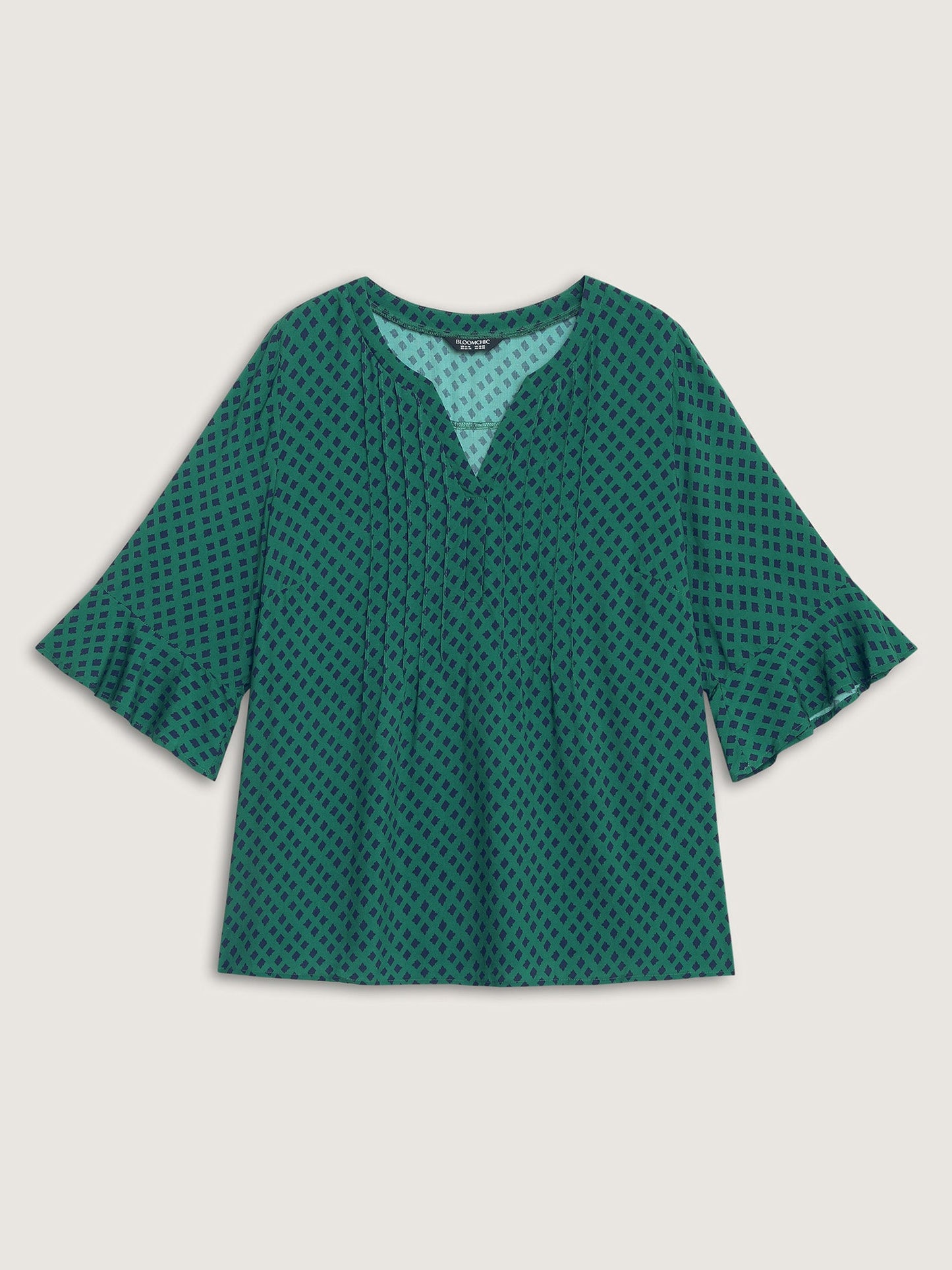 Geometric Print Bust-Ease Split Neck Blouse