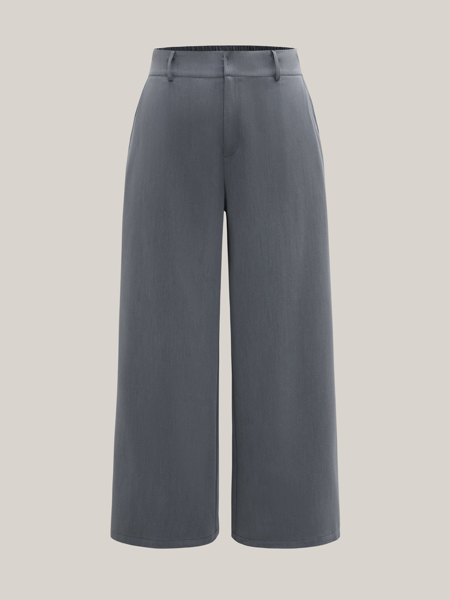 Heathered Stretchy Waist Wide-Leg Pants