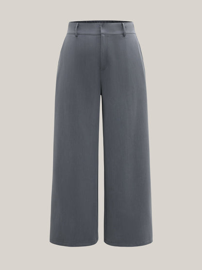 Heathered Stretchy Waist Wide-Leg Pants