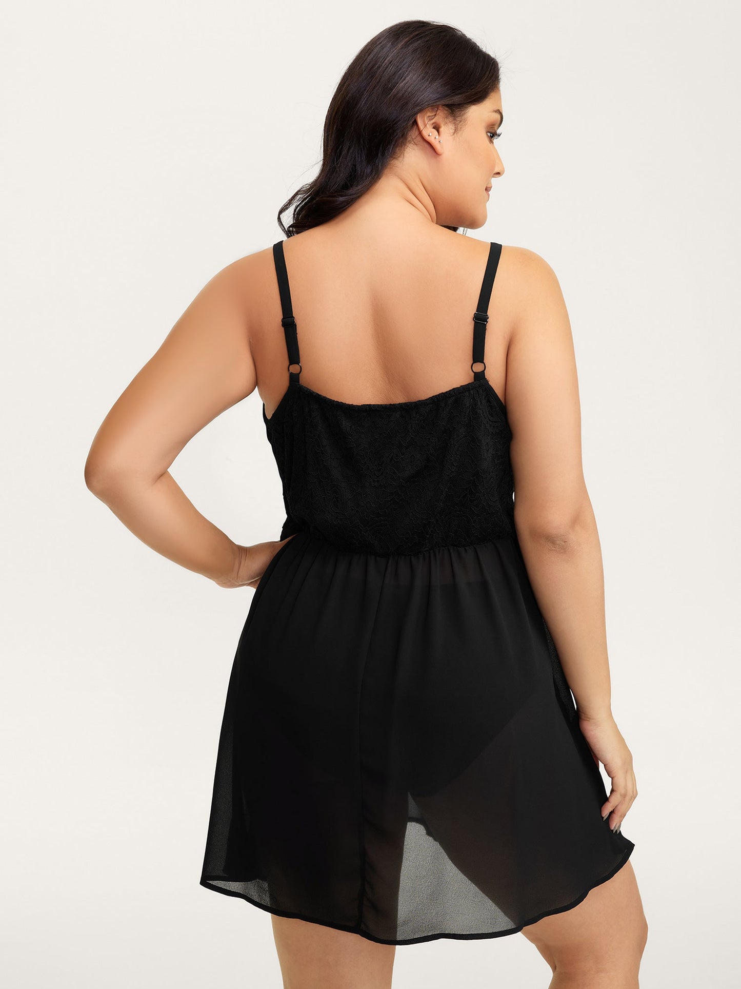 Lace Trim Waist Cut-Out Sleep Dress