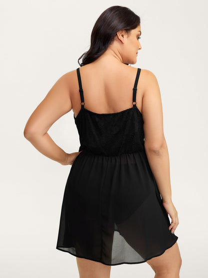 Lace Trim Waist Cut-Out Sleep Dress