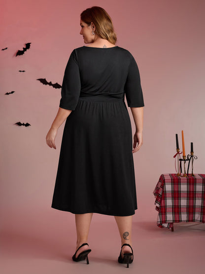Spooky Mermaid Print Supersoft Cinched Midi Dress