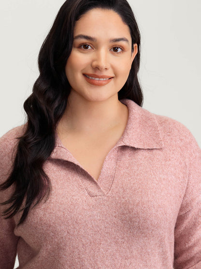 Heather Ribbed Hem Solid Pullover