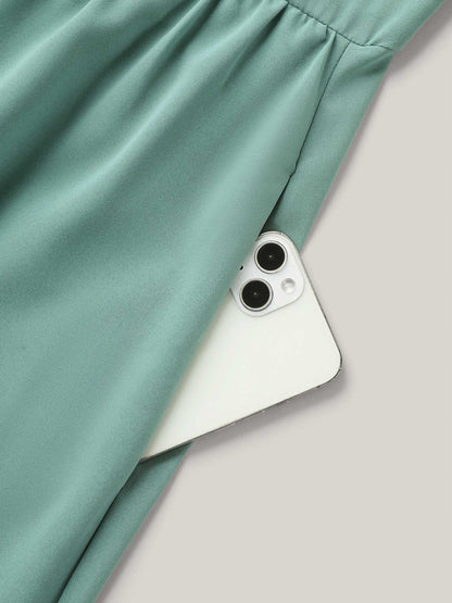 Shirt Collar Front Button Placket Midi Dress