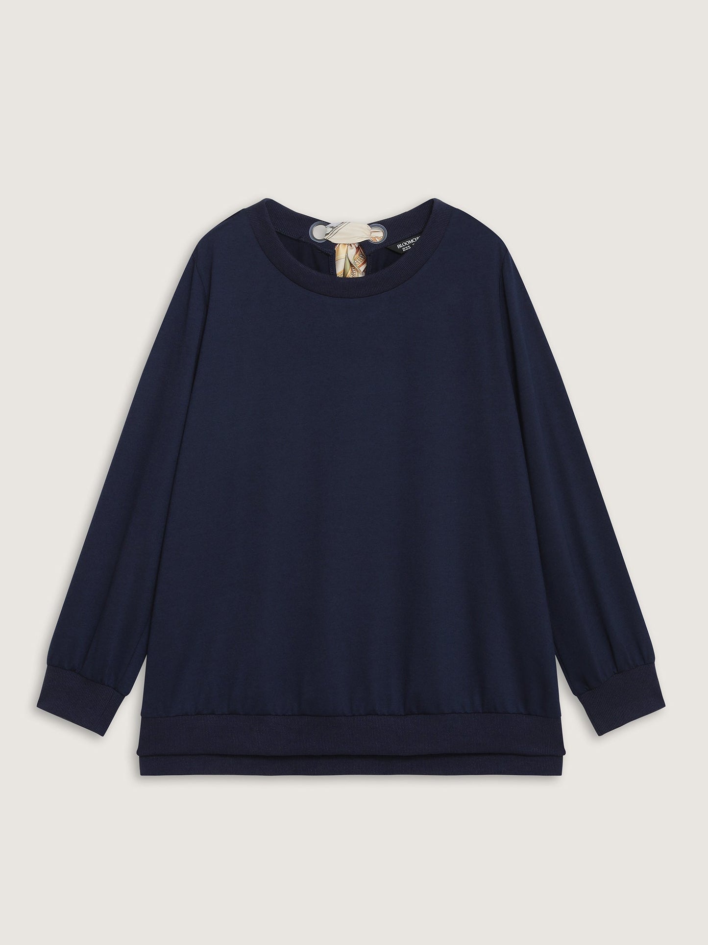 Back Silk Scarf Bow-Tie Detachable Sweatshirt