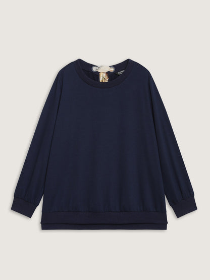 Back Silk Scarf Bow-Tie Detachable Sweatshirt