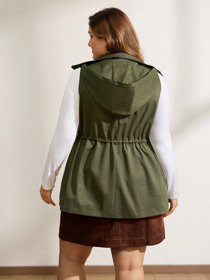 Channel-Drawstring Pockets Hooded Vest