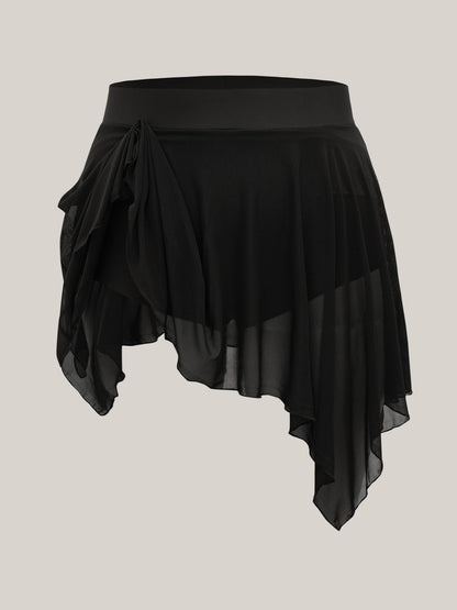 Rubber Waist Handkerchief Hem Swim Bottoms