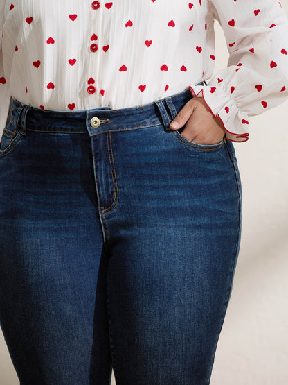 Stretchy Frayed Hem Bootcut Jeans
