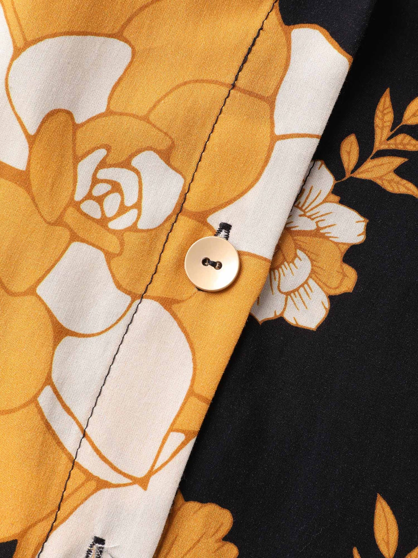 Large Flower Print Button Slit Maxi Dress