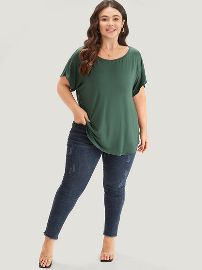 Supersoft Essentials Plain Batwing Sleeve Cut Out T-shirt