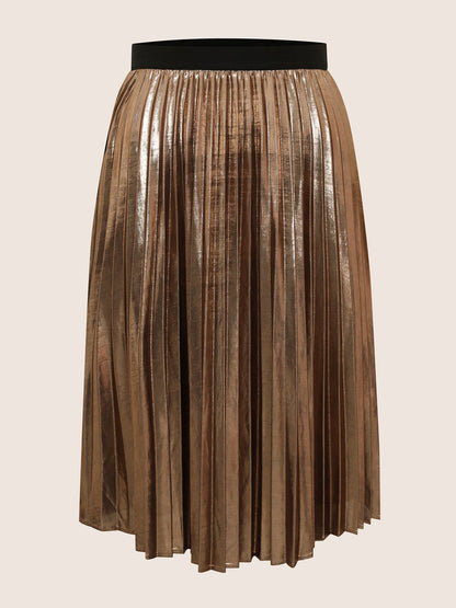 Glitter Metallic Luster Knitted Pleated Skirt