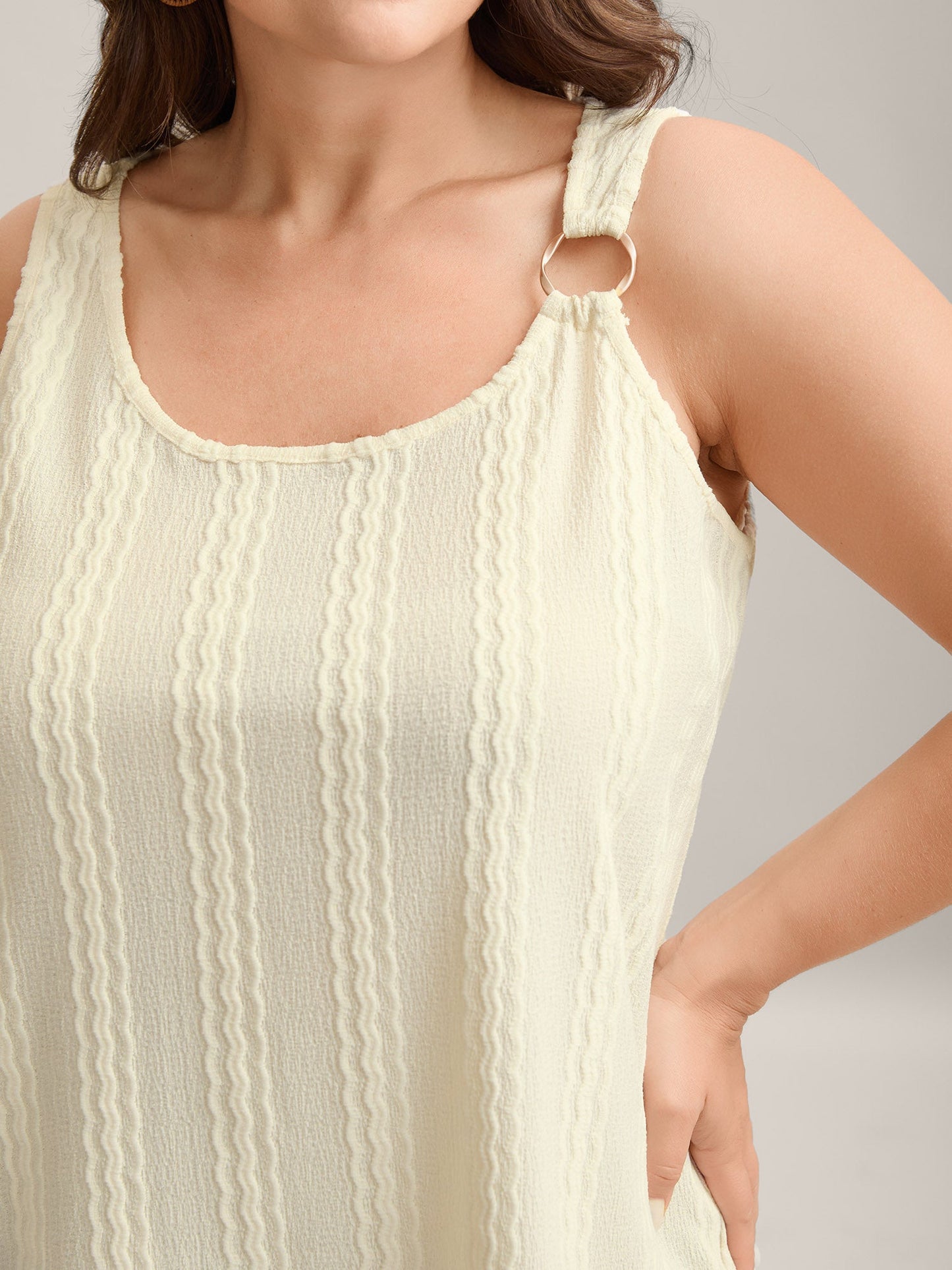 Textured Metal Ring Sheer Tank Top