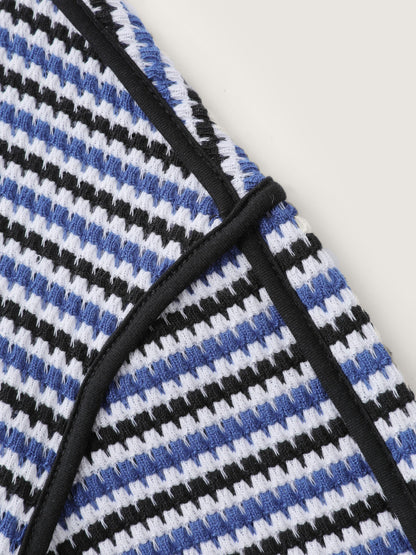 Stripe Print Contrast Edge Drop Shoulder Sweatshirt