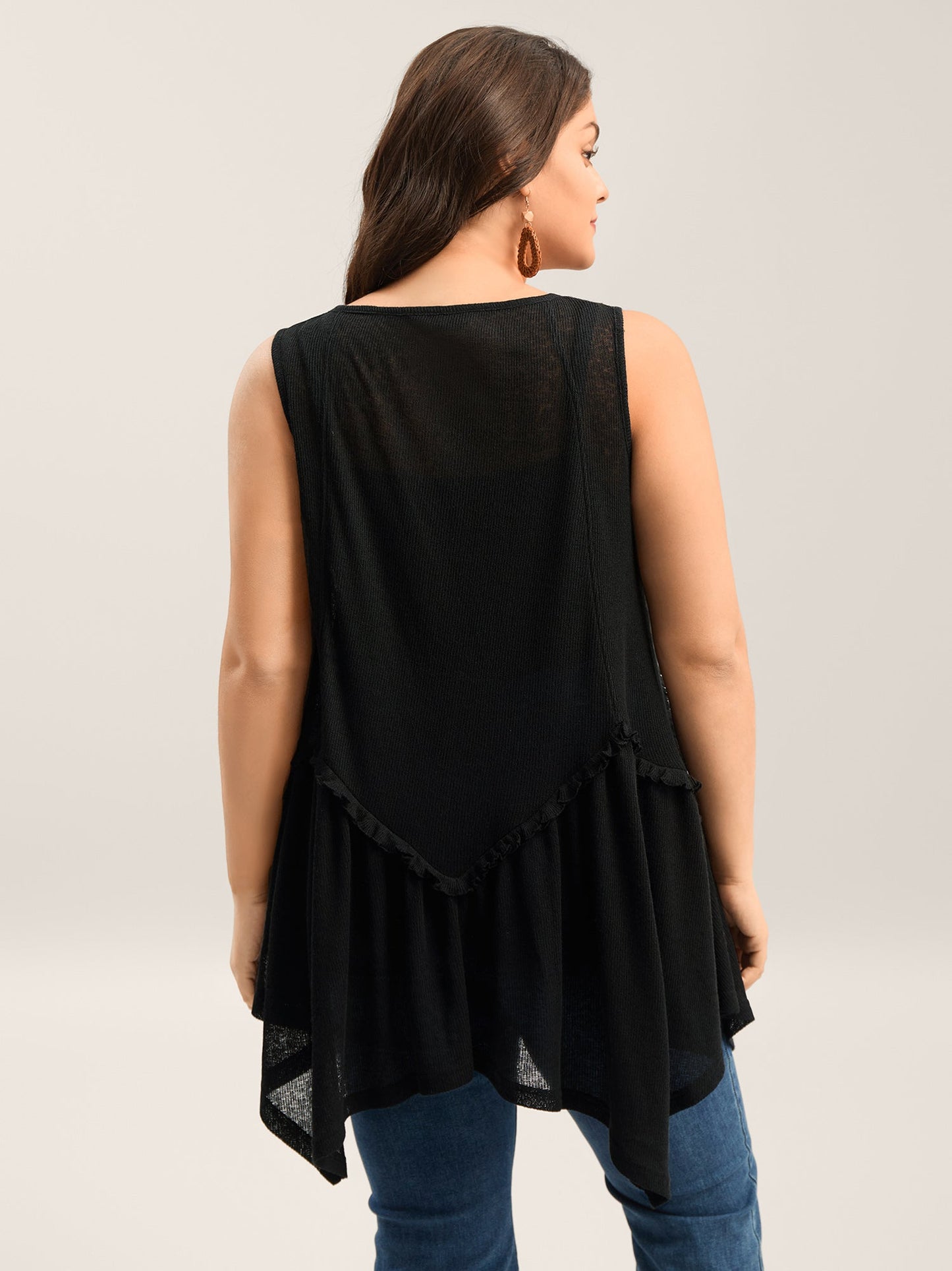 Heather Stretchy Sheer High Low Hem Top