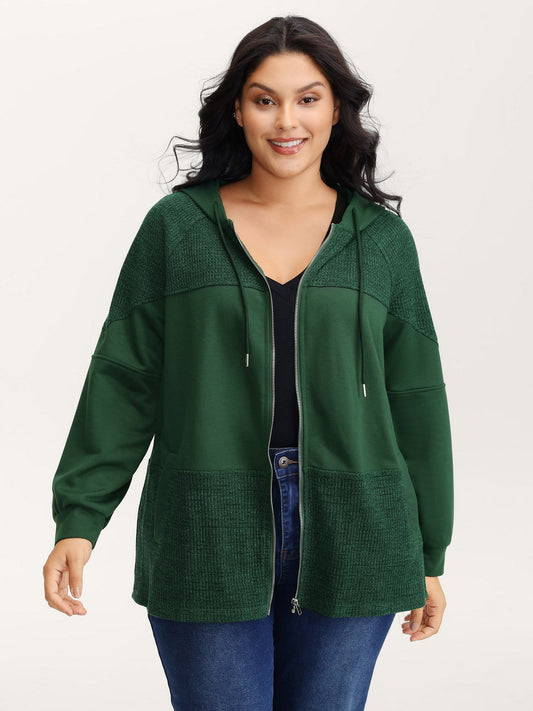 Color Contrast Textured Zipper Jacket