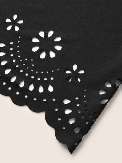 Laser Cut Elastic Waist Pocket Skirt