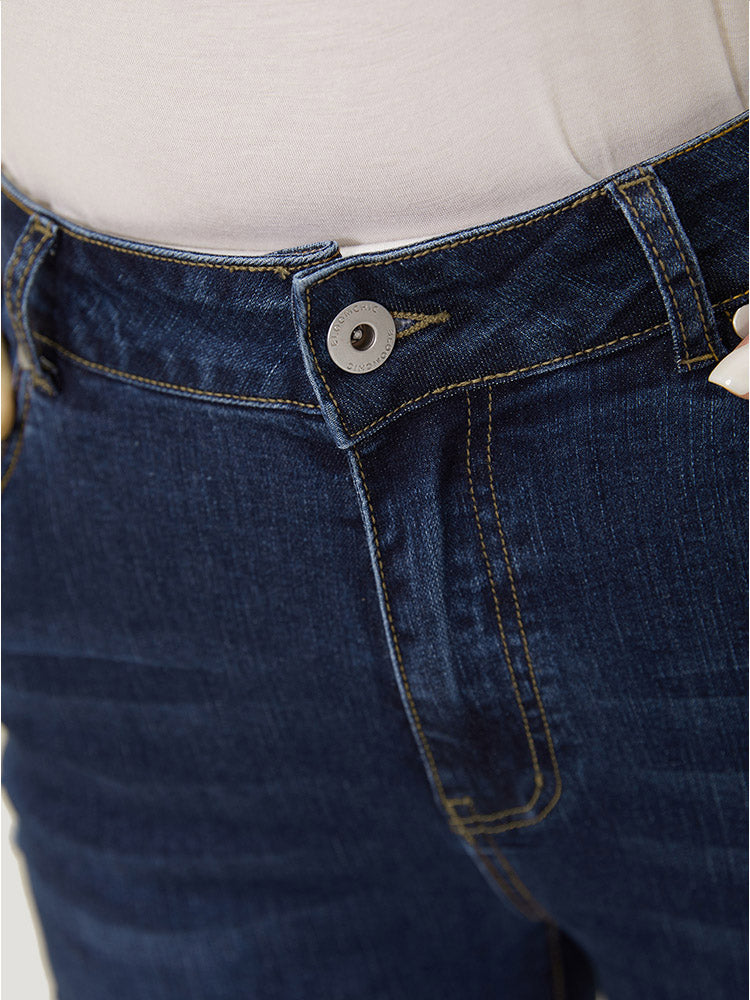 Straight Leg Very Stretchy Raw Hem Jeans
