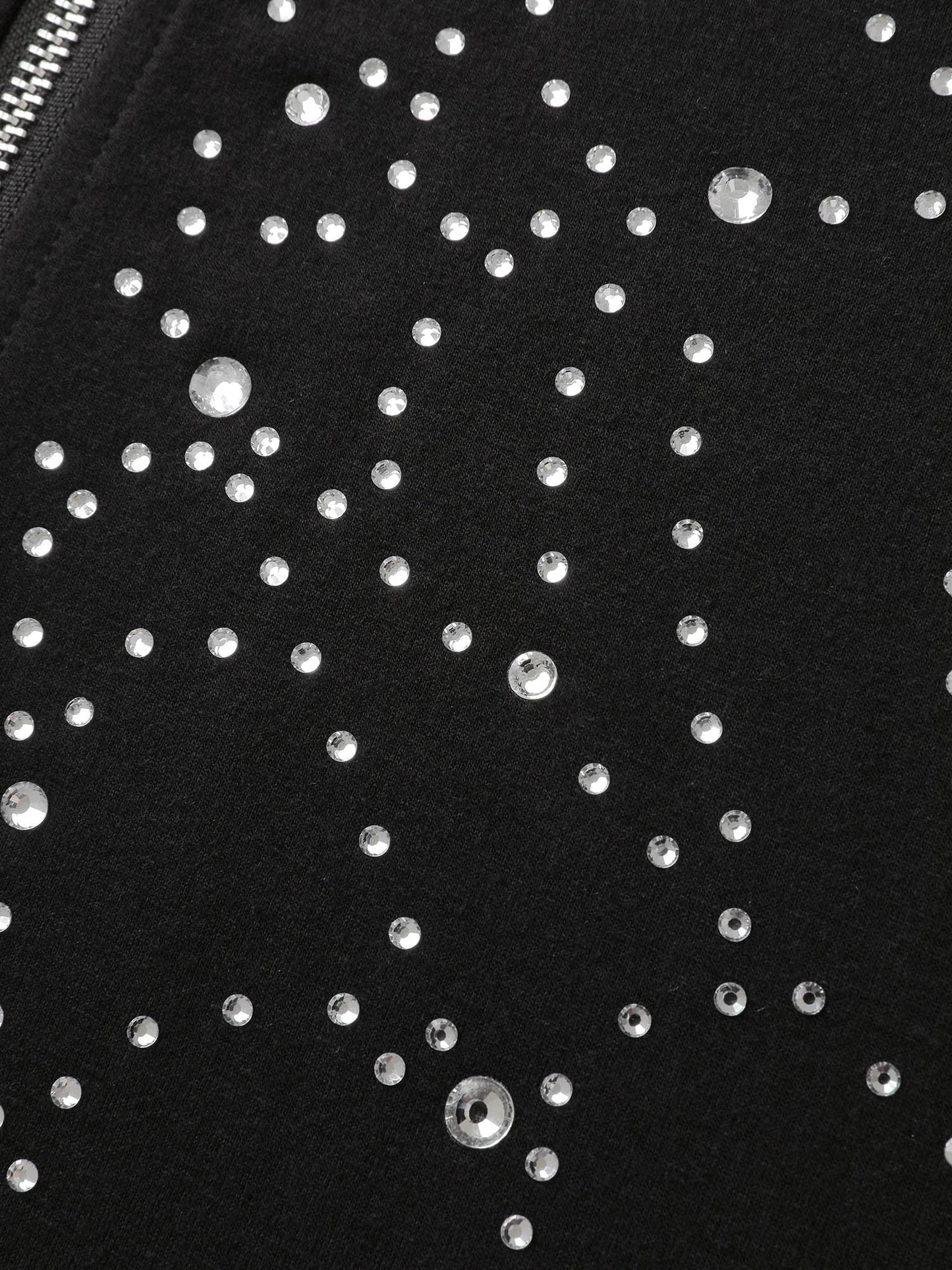 Shimmery Rhinestone Sequin Spiderweb Zipper Hoodie