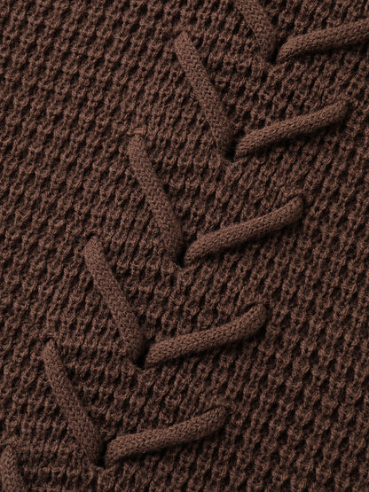 Crossover Textured Balloon Sleeve Pullover