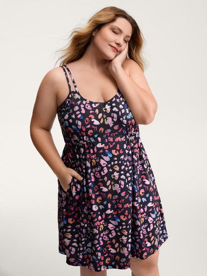 Colorful Leopard Print Double Strap Sleep Dress