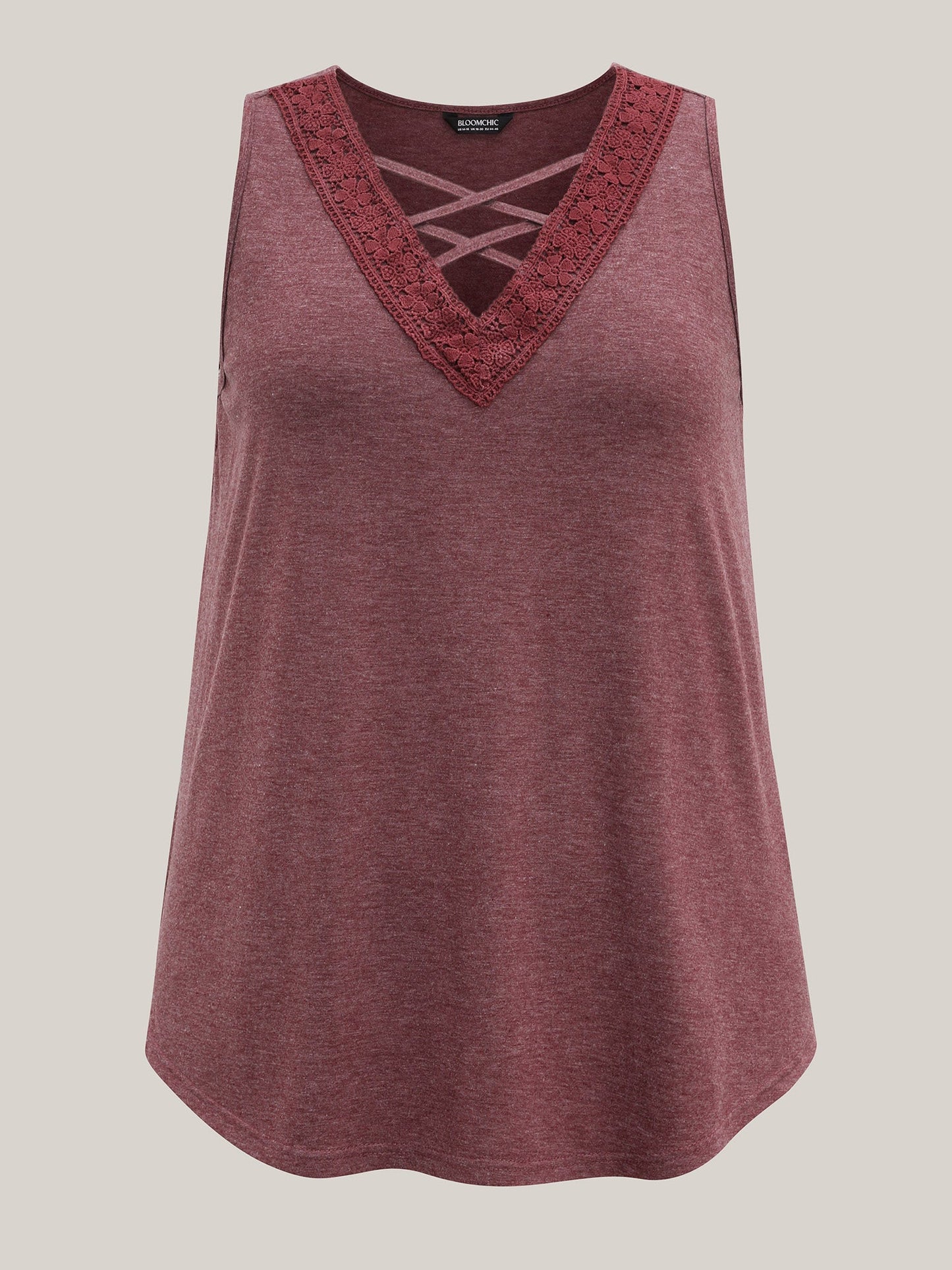 Neck Tie-Up Lace Spliced Tank Top